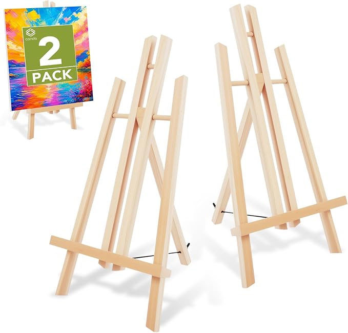 Conda 2 Pack 17 Inch Wooden Tabletop Easel Stand, A-Frame Art Painting Easel for Painting, Display & Art Creation, Canvas Holder for Artists, Students & Hobbyists