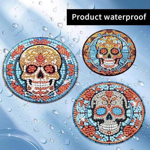 8 Pcs Diamond Art Coasters Kit for Adult with Holder, Diamond Coaster 4x4in