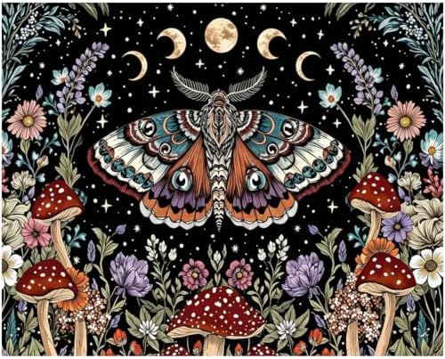 Mushroom Diamond Art Kits for Adults Moth Diamond Painting Kit Beginner