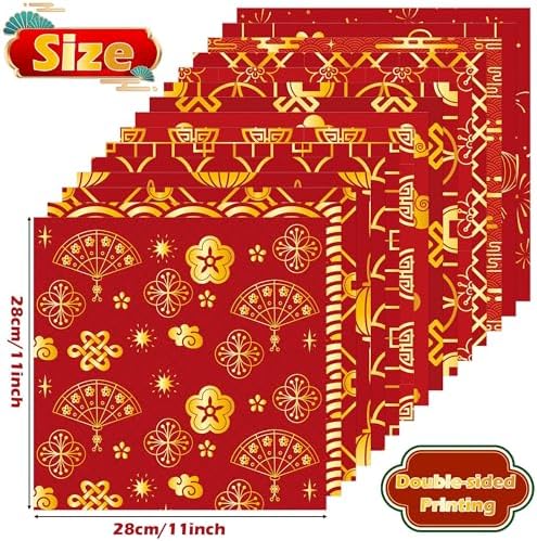 Haooryx Chinese New Year Paper, 60 Sheets 11 x11 inch Spring Festival Theme