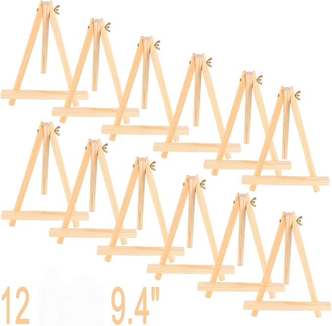 ANDES 9in Wood Tabletop Painting Easels12 Pack, Arts & Crafts Display Stand