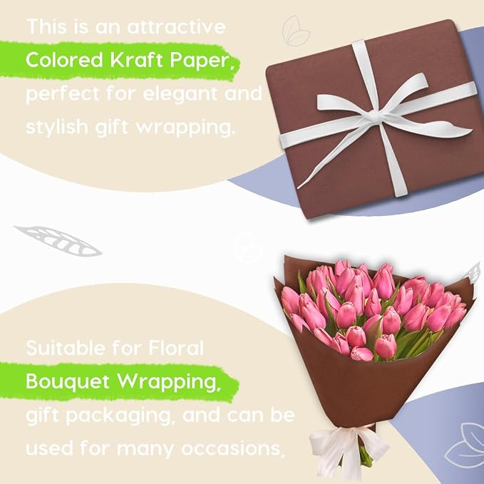 PerkHomy Coffee Kraft Paper Roll 17.5" x 960" (80') for Gift Wrapping Bouquet Flower Art Painting Craft Writing Packaging Shipping 80GSM 55LB (Coffee, 17.5" x 80')
