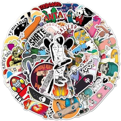 Cool Skateboard Stickers, 50 Pcs Finger Skateboarding Stickers for Adults, Vinyl Waterproof Sticker Packs Bulk for Laptop Water Bottles Suitcase Phone Case Luggage Car