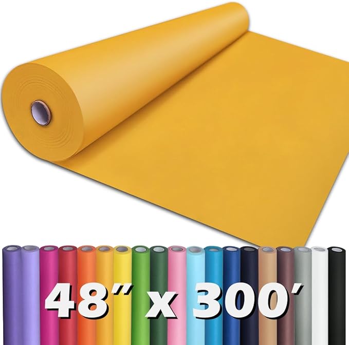 PerkHomy Orange Kraft Paper Roll 48" x 3,600" (300') for Gift Wrapping Bouquet Flower Art Painting Craft Writing Packaging Shipping 80GSM 55LB (Orange, 48" x 300')