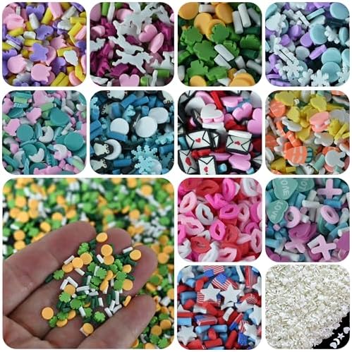 Fake Sprinkles 180g Polymer Clay Sprinkles Fake Candy Sprinkles Faux Sprinkles for Resin Slime Crafts Nail Art Slices Phone Case DIY Fake Cake Cupcake Ice Cream Shaker Card Project