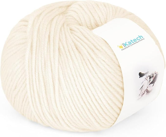 Katech Cotton Acrylic Blend Yarn for Crocheting-Crochet Yarn Set (Beige | 55% Cotton 45% Acrylic#3 DK (Light)-Super Soft Milk Cotton Yarn-Great Crochet and Knitting Starter Kit for Colorful Craft