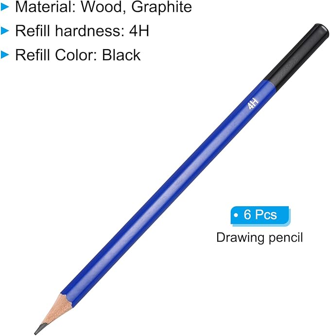 PATIKIL 4H Drawing Pencils for Sketching, 6PCS Sketch Pencils for Drawing Art Pencils Graphite Wood Pre-sharpened for Drawing Sketching Artists, 4H Pencils
