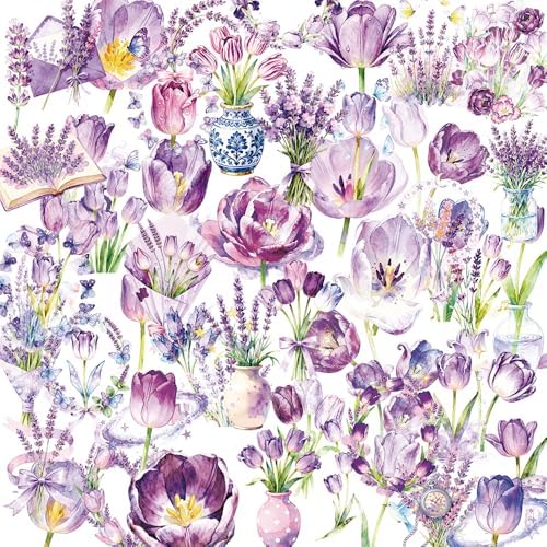 56Pcs Natural Flower PET Stickers Set
