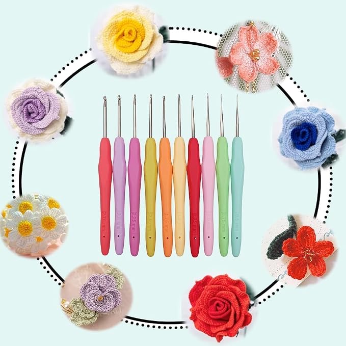 Yarniss 10Size Small Crochet Hooks, Ergonomic Crochet for Thread 0.5~2.75mm | Fine Crochet Hook for Lace Thread Project