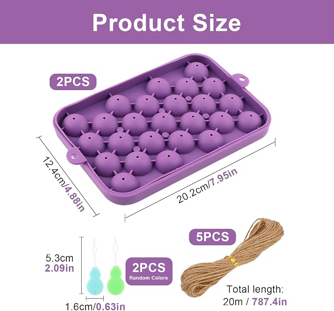 DIY Soap Making Kit, 2 Pack Grape Soaps Silicone Molds with Jute Rope and Threading Tools for Beginners Adults Crafters Handmade Soap Making Gift & Home Decor (Without Soaps)