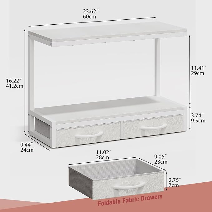 VENNQD Stand Compatible with Cricut Maker and Cricut Explore Air Series Stand Legs for 2 Cricut Machines Fully Open 2 Tier Desktop Craft Accessories Storage Organizer (White)