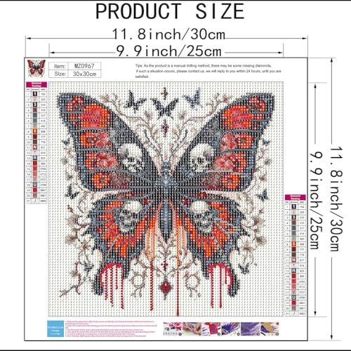 Xylogist Butterfly Skull Diamond Art Kits for Adults Beginners 12x12 Inch