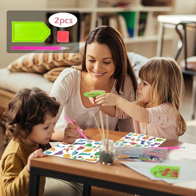 Labeol Diamond Art Kits for Kids Boys and Girls Ages 6-8-10-12 Easy to DIY Creative Diamond Art Sticker Craft by Numbers Kits for Kids and Adult Beginners (New Dinosaurs)