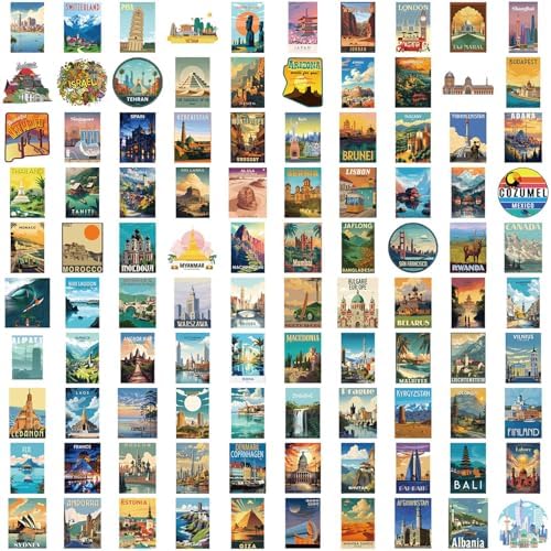 100Pcs Vintage World Map Stickers Set