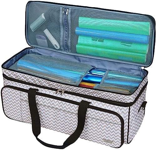 HOMEST Double Layer Carrying Case with Mat Pocket for Cricut and Tools