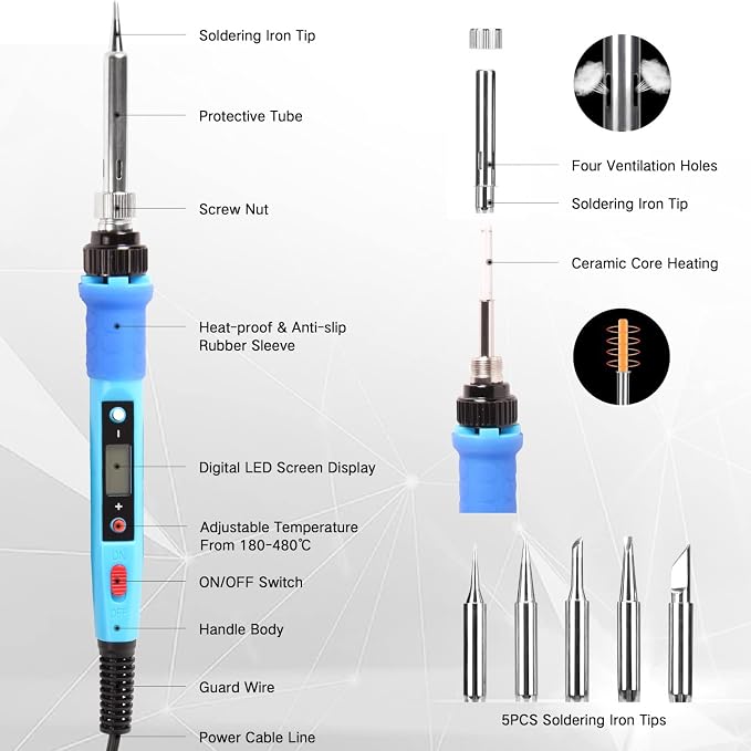 LDK 80W Soldering Iron Kit, LCD Digital Soldering Welding Tool