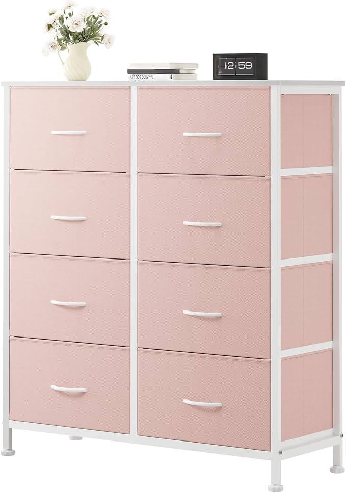 OLIXIS 8 Drawer Storage Dresser for Bedroom, Closet Organizers Units, Pink