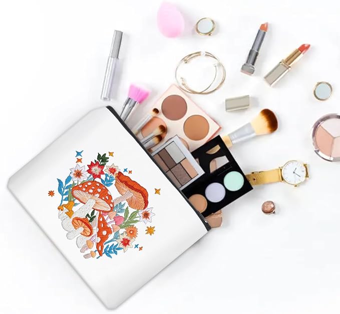 Louise Maelys Embroidery Kit for Beginners, Mushroom Canvas Makeup Bag