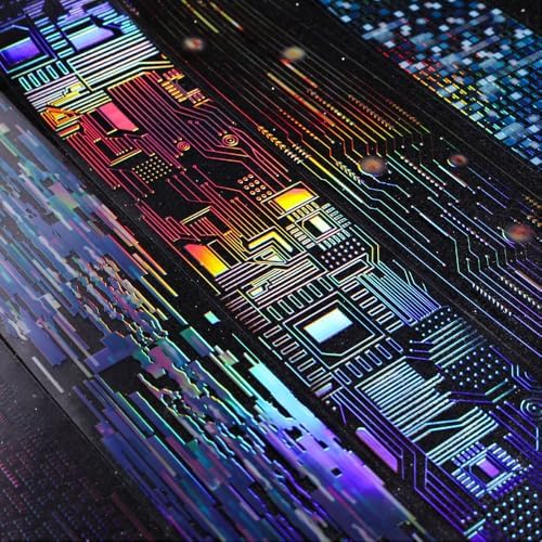 6Rolls Vintage Punk Circuit PET Tape Junk Journal Scrapbook Supplies Laser Circuits PET Washi Tape Stickers for Scrapbooking Wave Chip Decorative Collage Materials Stickers for Journaling Supplies