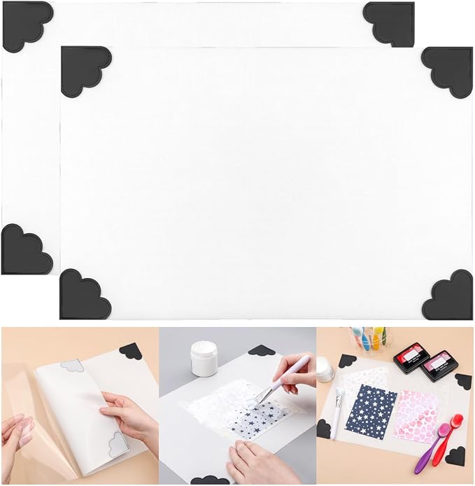 BAOFALI 2Pcs/Set Non-Stick Craft Mat; Heat Resistant Media Surface Mat with Weighted Reinforced Corners for All Stamping, Ink Blending, Stenciling Scrapbooking Craft Projects (15.75x10.24inch)