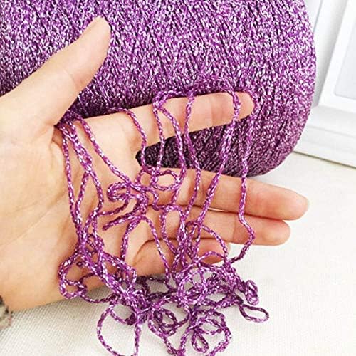 100g DIY Purple Silver Lurex Thread Shining Glitter Sparkle Metal Yarn for Crochet Knitting Sweater Scarf Bag Accessory