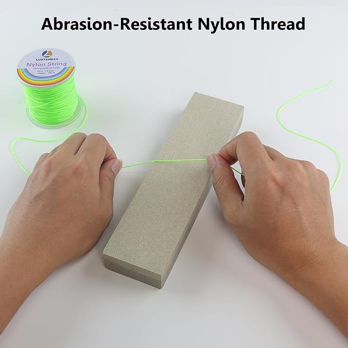 LUSTEMBER 0.8mm Nylon String, Strong Bracelet String, Durable Nylon Cord for Jewelry Making, Bracelets, Beading, Necklaces, Rattail Braiding, Kumihimo, Wind Chimes, Blinds and Handicrafts