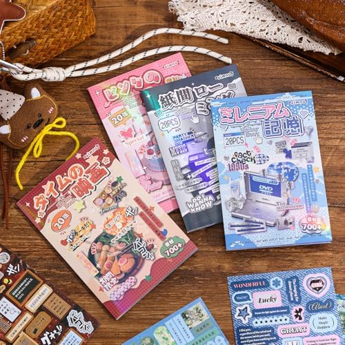 Girl's Japanese Retro Words Sticker Book, 700+ Kawaii Japanese Phrase Stickers, Cute Kanji Kana Quote Stickers Book for DIY Scrapbooking Journaling Handbook Decoration