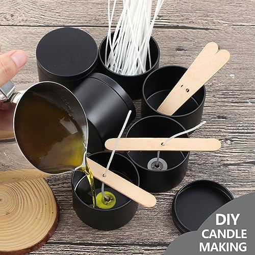 DINGPAI 24 Pcs Candle Tins, 4 oz Black Empty Candle Tin with Lids