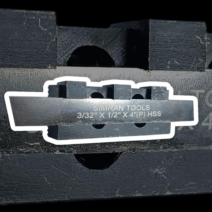 8mm Adjustable Lathe Parting Cut Off Tool Holder with 3/32" x 1/2" x 4" HSS Blade, Heavy Duty Steel, Front & Rear Tool Post Compatible for Mini & Bench Lathes