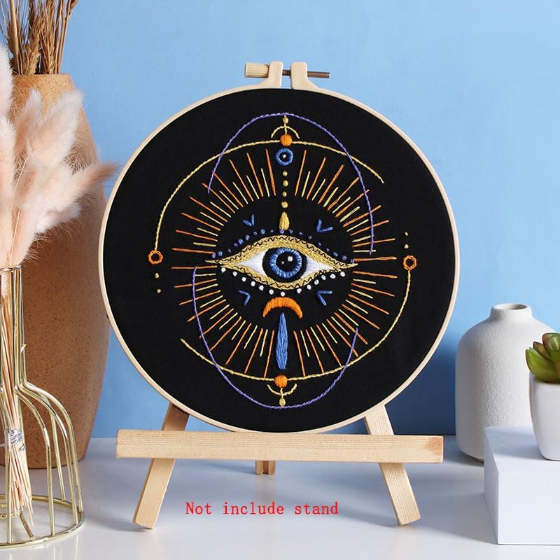 Konrisa 3 Pcs Embroidery Kits with Tarot Cards and Eyes Pattern, Stamped Embroidery Starter Kit for Beginners Adults Needlepoint Kits DIY Sewing Cross Stitch Practice Kit Home Decoration