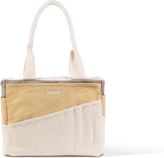 Soolla Studio Bag: Art Supply Storage Organizer & Pottery Tool Bag, Washable Tote, Yarn Bag, Crochet, 30 Pockets, 15+ Colors