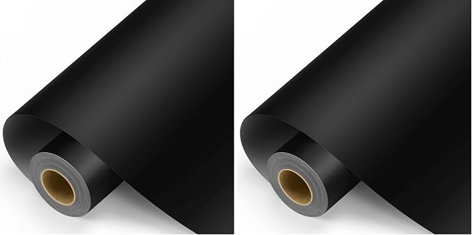 Black Permanent Vinyl - Matte Black Adhesive Vinyl Roll for All Cutting Machine, Permanent Outdoor 12" x11FT for Decor Sticker, Car Decal, Scrapbooking, Signs, Matte & Waterproof (Pack of 2)