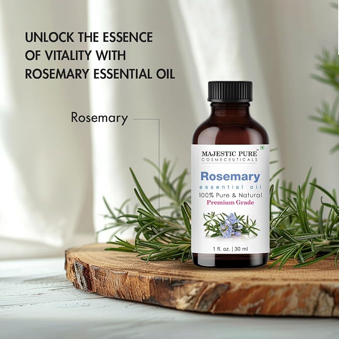 Majestic Pure Rosemary Essential Oil for Diffuser - 1 Fl Oz | 100% Pure & Natural Ideal for diffuser use, aromatherapy, massage, soap making, candle making home fragrance