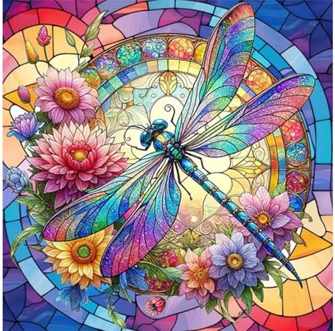 Dragonfly Paint by Numbers for Adults - Stained Glass Paint by Number