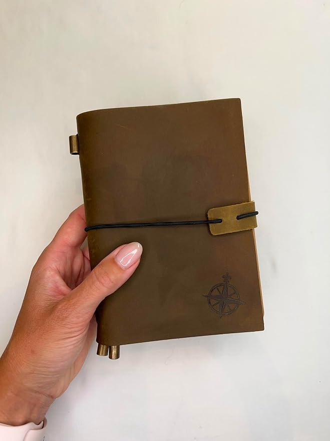 Wanderings A6 Travelers Notebook/Handcrafted Genuine Leather Journal - 11.5 x 15.5 cm - This Small Refillable Travel Journal is Rugged Enough to Capture All Life's Adventures. 100 GSM Blank Inserts