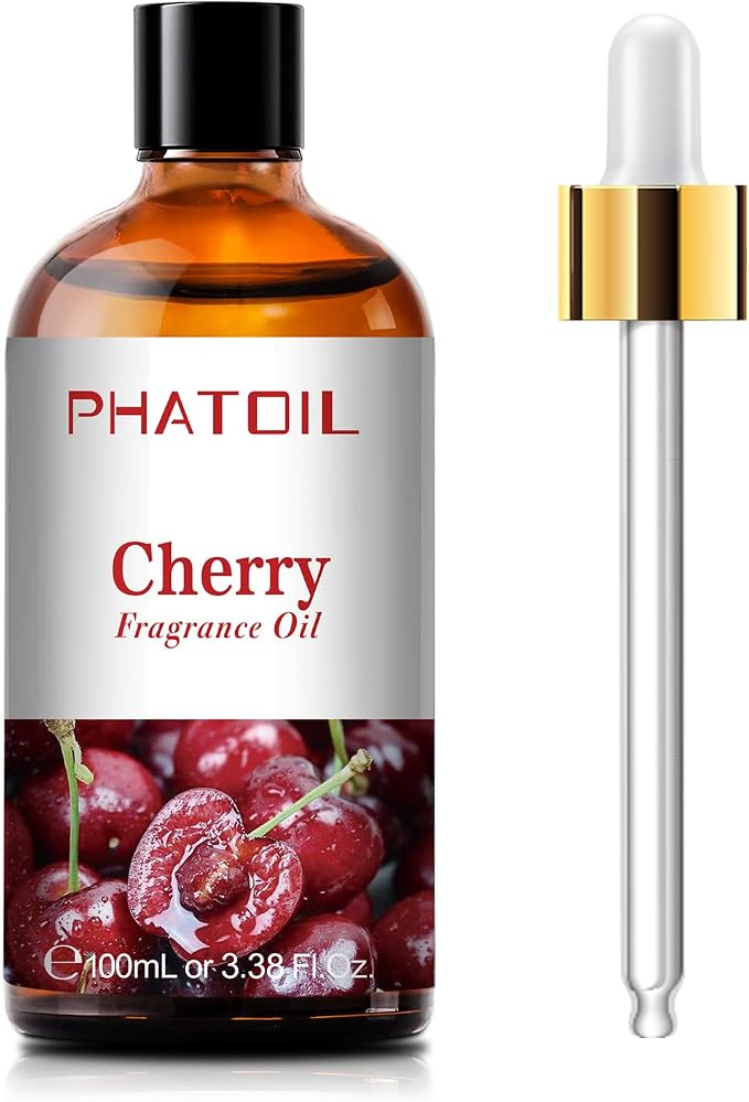 PHATOIL Cherry Fragrance Oil for Diffuser Aromatherapy 3.38FL.OZ | Long Lasting Scented Oils For Humidifier, Air Freshener, DIY Soap Candle, Scent Project Making, Aroma Oil for Home Freshening