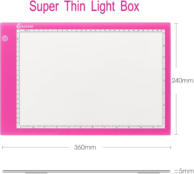 XIAOSTAR Light Box Drawing Pad, Tracing Board with Type-C Charge Cable and Brightness Adjustable for Artists, AnimationDrawing, Sketching, Animation, X-ray Viewing (A4-Pink) | for Artists,Animation Drawing,Sketching,Animation,X-ray Viewing (Red)