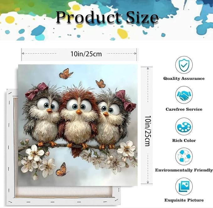 TCDZMYGS Paint by Numbers Kit for Adults,Owl DIY Paint by Number with Frame | Paint by Number for Beginner,Adult Paint by Number,HD Color Canvas,DIY Tool Kits,Stress Relief Craft,Great Gift,10X10 inch