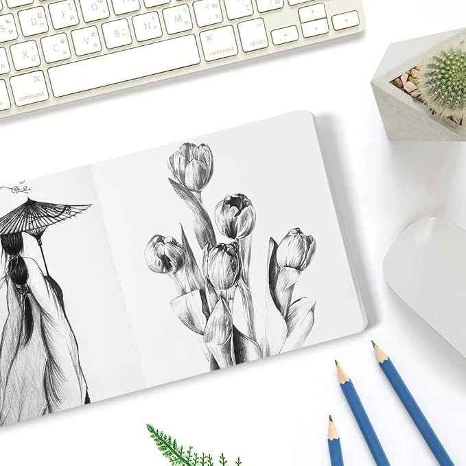 Purple Hardcover Sketchbook Square Hardbound Sketch Journal 4.7 x 4.7 Inch 42 Sheets Art Book 250GSM Ultra Smooth Paper Ideal for Pencils,Water Color Pen,Marker Pen