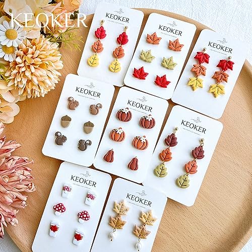 Keoker Fall Polymer Clay Cutters - Maple Leaf Shapes for Earrings, 9 Autumn Clay Earrings Cutters