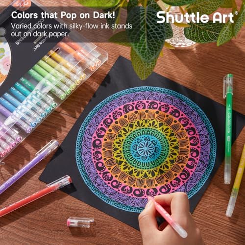 Shuttle Art Colored Pens, 22 Highlight Tone Colors Cute Journal Pens 0.6mm Fine Point Colored Gel Pens for Black Paper Adult Coloring Writing Drawing Journaling Note Taking School Office Home