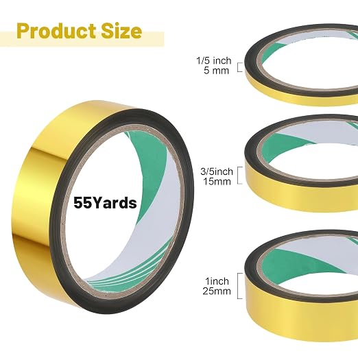 Zonon Laser Gold Washi Tape for Wall Decor Self Adhesive 5/15/25mm