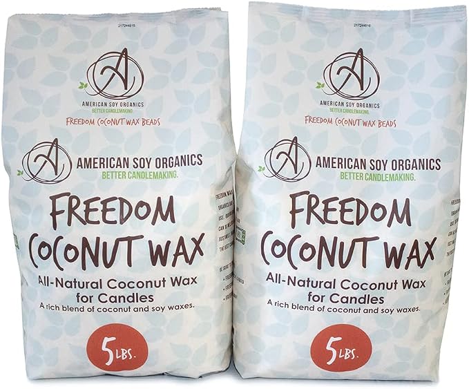 American Soy Organics Freedom Coconut Soy Wax Beads, Candle Wax, 10 lbs | DIY Candle Making Supplies Ideal for Container Candles, Tealights & Wax Melts, Paraffin-Free, Beeswax-Free, Microwavable