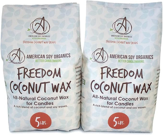 American Soy Organics Freedom Coconut Soy Wax Beads, Candle Wax, 10 lbs | DIY Candle Making Supplies Ideal for Container Candles, Tealights & Wax Melts, Paraffin-Free, Beeswax-Free, Microwavable