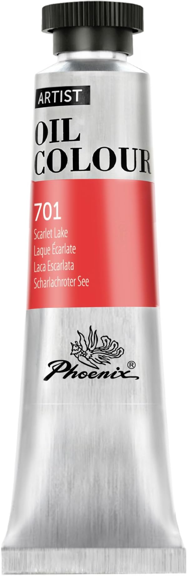 PHOENIX Scarlet Lake Oil Paint - 40ml / 1.35 Fl oz. Single Tube - Artist Quality Oil Based Paint for Professionals