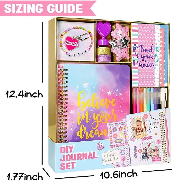 Nollh DlY Journal Kit for Girls Scrapbook Gifts for 8-12 Year Old Girl | 200+PCS Teen Tween Girl Gifts Trendy Stuff Stationery Set Art Crafts Kit 8 9 10 11 12 13 14 Year Old Girl Birthday Gift