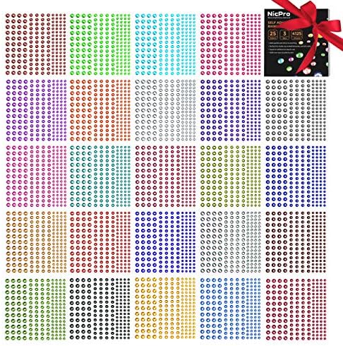 4125 PCS Self Adhesive Rhinestone Stickers, Nicpro Bling Gem Stickers