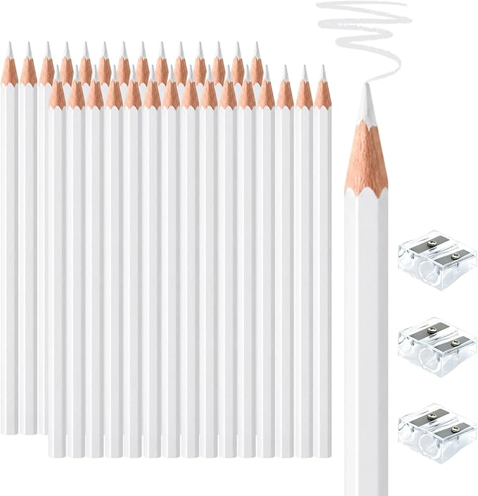 30 PCS White Colored Pencils, Pre-sharpened Professional Wooden Art Pencils Set for Artists Painting | Premium Drawing Sketching Supplies