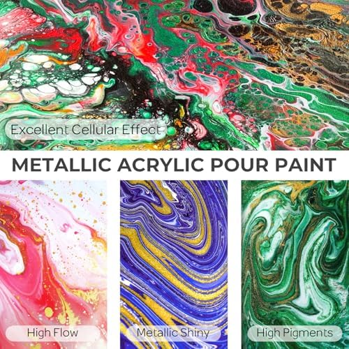 Nicpro 8 Colors 33.8 oz Large Bulk Iridescent Acrylic Pouring Paint Kit