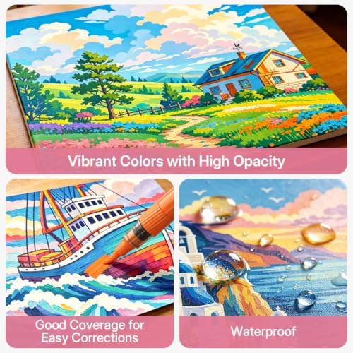 WUO Acrylic Paint Markers Brush Tip 36 Colors, Automatic Ink Control